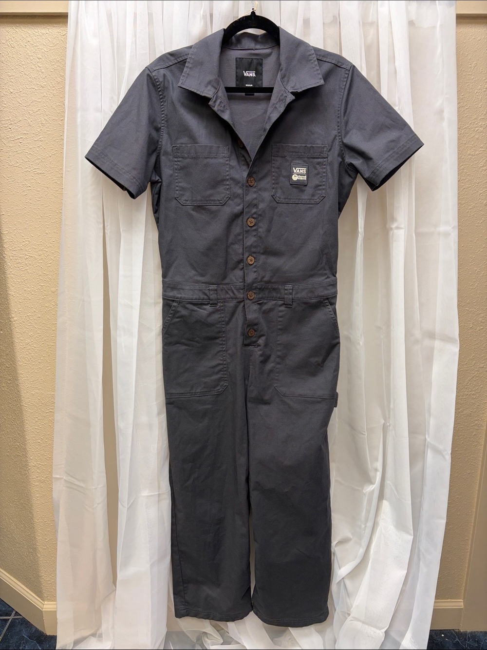 Vans Women’s Short-Sleeve One-Piece Jumpsuit - Charcoal Gray